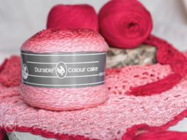 Wild Strawberry Fan Shawl Crochet Durable Colour Cake & Piece of Cake