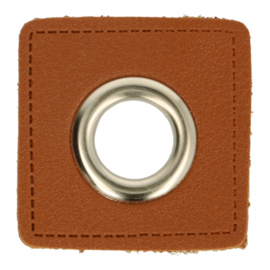 Brown 11mm Nickel Faux Leather Square Eyelet