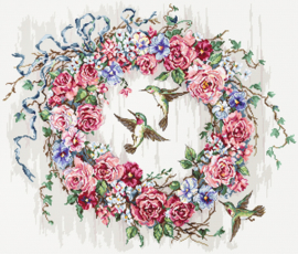 Hummingbird Wreath Aida borduurpakket - letistitch