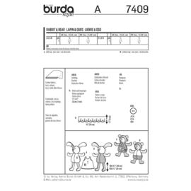 7409 Burda Naaipatroon - Knuffel in variaties