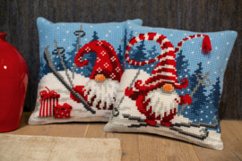 Christmas Gnome Skiing Cushion Vervaco