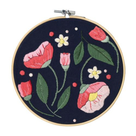 Dark Flowers 17.8cm Pre Printed Restyle Embroidery kit