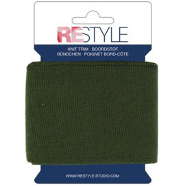 461  donker groen uni boord - 7 cm x 135 cm - Restyle