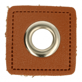 Brown 8mm Nickel Faux Leather Square Eyelet