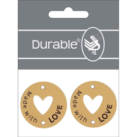Made with love met hart cutout - 35mm ronde leren labels Durable