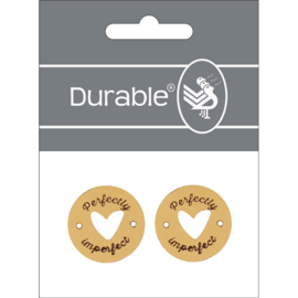 Perfectly imperfect met hart cutout - 24mm ronde leren labels Durable