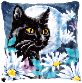 Cat in the Night Canvas Cushion Vervaco
