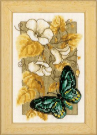 Miniatuur Vlinders en Bloemen Aida telpakket - Vervaco