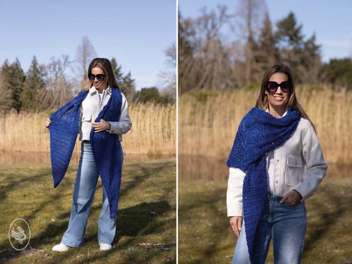 Omslagdoek blue star - gebreid - Durable Comfy