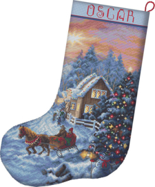 Christmas Eve Stocking Aida Letistitch Embroidery Kit