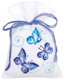 Blue Butterflies set of 3 Vervaco Bag kit