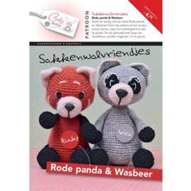 Patroonboekje Sokkenwolvriendjes Rode panda & Wasbeer | Cute Dutch
