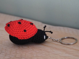 Ladybug Keychain Crochet Durable Coral