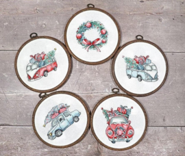 Christmas Retro Cars | set van 5 | Aida Telpakket | Leti Stitch