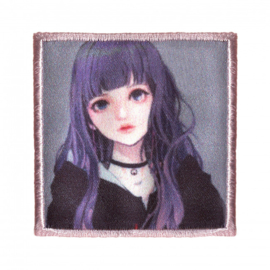 Girl with Purple Hair K-Pop Applique Patch Prym