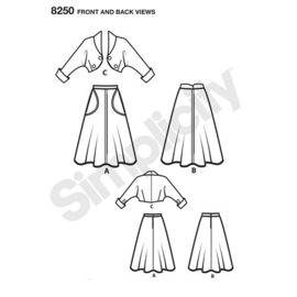 8250  Simplicity Naaipatroon | Misses' Vintage 1950s Skirt and Bolero Maat 42-50