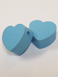 Light Blue 20x18/0.8"x0.7" Heart Wooden Beads
