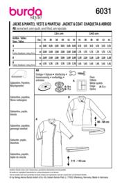 6031 Burda Naaipatroon  | Jas en mantel