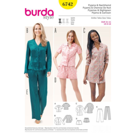 6742 Burda Naaipatroon | Pyjama in variaties en nachthemd
