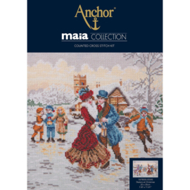 Skaters at Christmas Aida Cross Stitch Kit Anchor