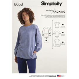 8658 A Simplicity Naaipatroon | Shirt met Pattern Hacking variaties XXS-XXL