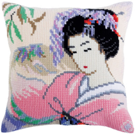 Japanese love | Voorbedrukt kruissteekkussen | Collection D'art