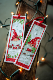 Christmas Gnomes Aida Bookmarks Cross Stitch Kit Vervaco