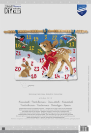 Bambi met vogel | Voorbedrukt kruissteekpakket adventkalender | Vervaco