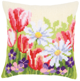 Spring Flowers Canvas Cushion Vervaco