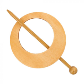 Large Round Wooden Shawl Pin