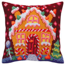 Gingerbread Lodge  | voorbedrukt kruissteekkussen | Collection D'art