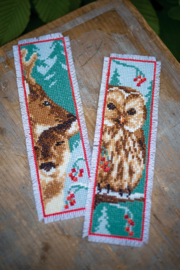 Owl and Deer Aida Bookmarks Cross Stitch Kit Vervaco