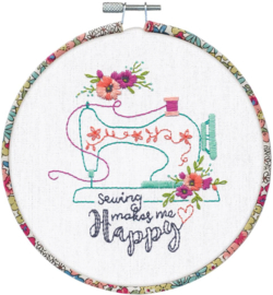 Sew Happy Voorbedrukt borduurpakket met borduurring - Dimensions