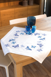 Blauwe vlinders Voorbedrukt tafelkleed Vervaco