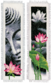 Lotus and Boeddha Aida Bookmarks Cross Stitch Kit Vervaco