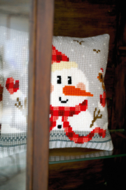 Snowman Canvas Cushion Vervaco