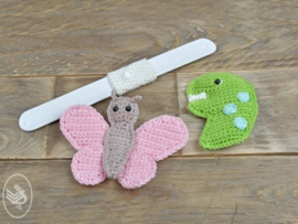 Slap Bracelet Butterfly & Dinosaur Crochet Durable Coral