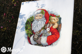 Santa with Wreath Aida Merejka Borduurpakket