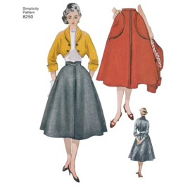 8250  Simplicity Naaipatroon | Misses' Vintage 1950s Skirt and Bolero Maat 42-50