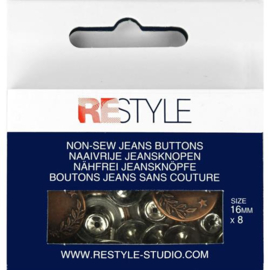 070 Naaivrije jeansknopen 16 mm | 8 stuks  | ReStyle