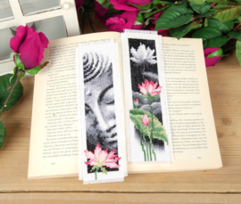 Lotus and Boeddha Aida Bookmarks Cross Stitch Kit Vervaco