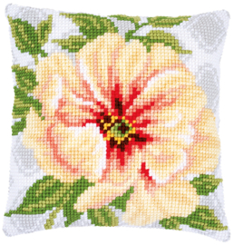 Soft Orange Flower Canvas Cushion Vervaco