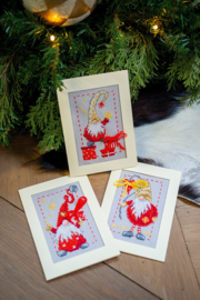 Kerstkabouters Wenskaarten Set | Aida | Vervaco