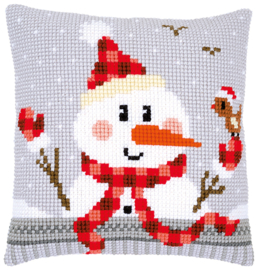 Snowman Canvas Cushion Vervaco