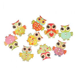 25mm Owl Wooden Button