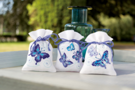Blue Butterflies set of 3 Vervaco Bag kit