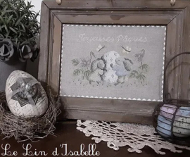 Petits lapins de Pâques / Little Easter Bunny's Cross Stitch Pattern Le Lin d'Isabelle