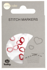 Small Red Hearts Stitch Markers Tulip