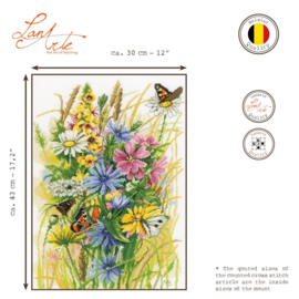 Wilde bloemen en vlinders - evenweave - Marjolein Bastin - Lanarte telpakket