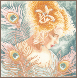 Young woman with peacock feathers | Eavenwave telpakket | Lanarte